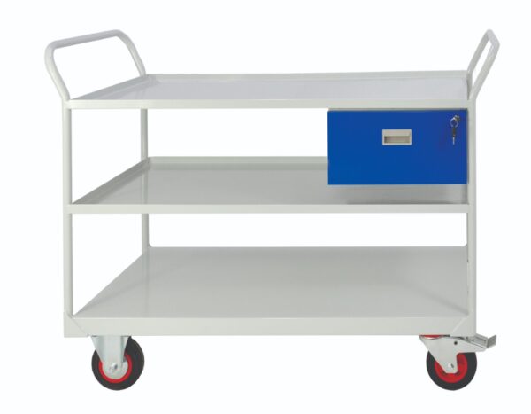Mobile Tool Trolley - Mobile Maintenance Trolley - Drawer & Shelves - H.1050 W.1200 D.600mm - Steel Worktop    SKU-RTDS101260S