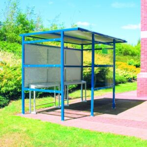Metal Smoking Shelter - Perforated Steel Back - H.2180 W.3600 D.1900mm  - 9 People    SKU-SS213019P
