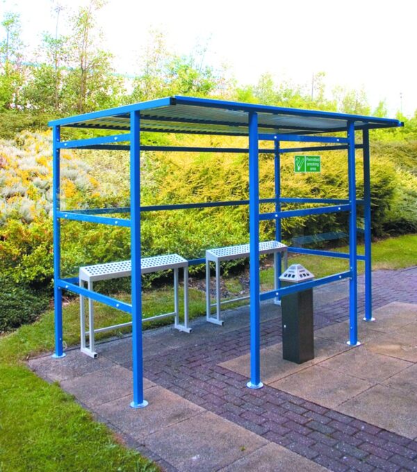 Traditional Smoking Shelter Kits - Clear Perspex Back - H.2180 W.3600 D.1900mm - 9 People    SKU-SS213019