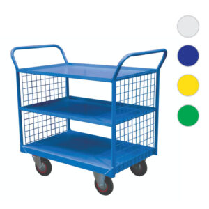 Warehouse Transport Trolley - Shelf Truck - 3 Tier With Mesh - H.1050 W.900 D.600mm    SKU-RTTST90603M