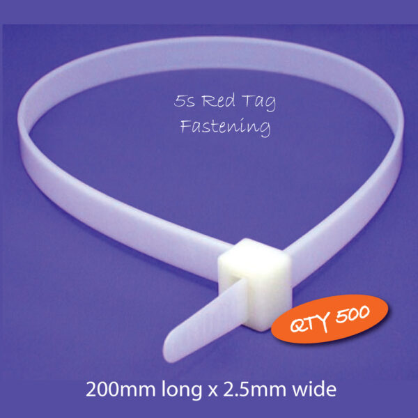 5S Red Tag Fastening - Cable Ties (QTY 500) - SKU 10574
