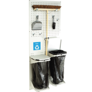 Cleaning Station with Hooks - Cleaning Station Panel with Bins And Hooks. Wxh: 750X1981mm Ral 7035 _SKU-14030197