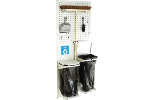 Cleaning Station with Hooks - Cleaning Station Panel with Bins And Hooks. Wxh: 750X1981mm Ral 7035 _SKU-14030197